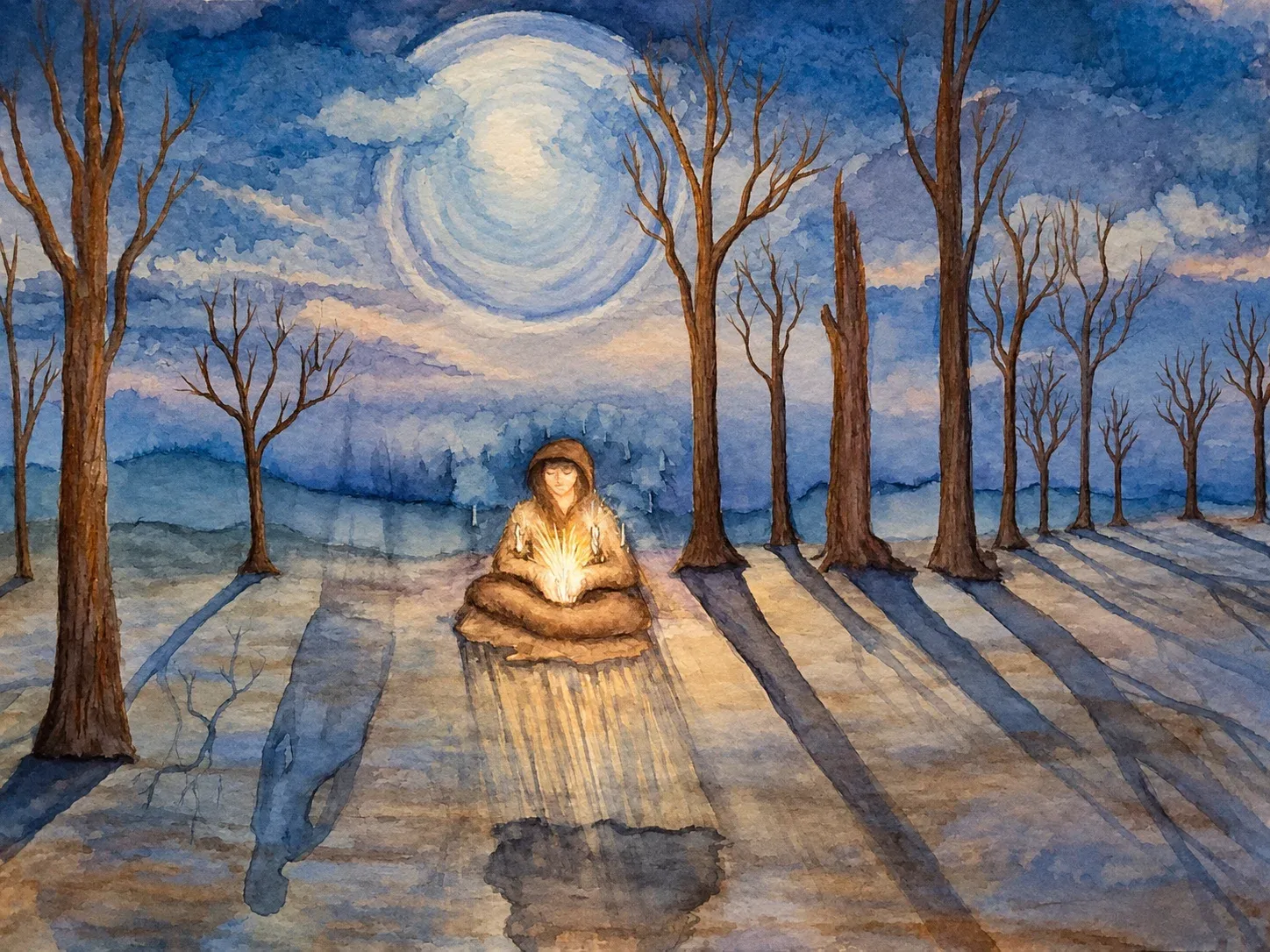 She Levitates as she meditates on the candles in front of her.