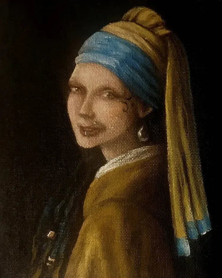 Unique rendition of Vermeer's "Girl with a Pearl Earring"